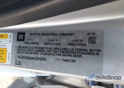 2019 Chevrolet Spark Ls Cvt from USA, damaged, VIN KL8CB6SA9KC815033